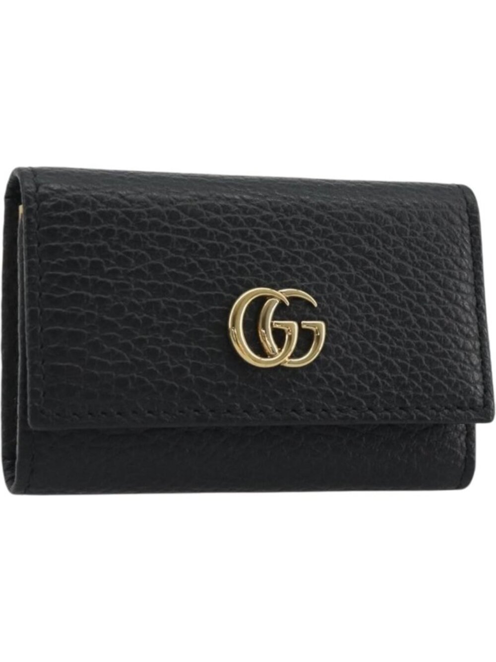 GUCCI GG Marmont Key Case Leather Black Gold Tone 456118
